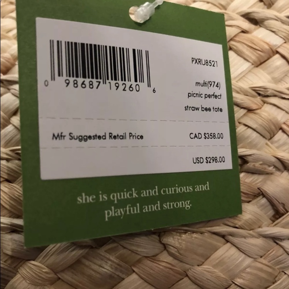 NWT Kate Spade Picnic Perfect Straw Bee Tote Bag - Picture 4 of 8